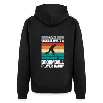 Broomball Dad - Never Underestimate A Broomball Pl - Unisex Premium Bio Zip Hoodie - Schwarz - Hinten - Nico (187cm)