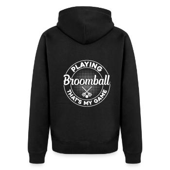 Broomball Player - Playing Broomball That's My Gam - Unisex Premium Organic Zip Hoodie - black - Back - Nico (187cm)