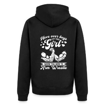 Arm Wrestle Arm Wrestling Girl Arm Wrestler Girl - Unisex Premium Bio Zip Hoodie - Schwarz - Hinten - Nico (187cm)