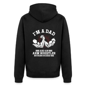 Je suis un papa et un lutteur de bras de fer Papa Bras de fer D - Veste à capuche bio Premium Unisexe - noir - Dos - Nico (187cm)