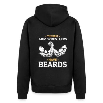 Bearded Arm Wrestler - The Best Arm Wrestlers Have - Unisex Premium Organic Zip Hoodie - black - Back - Nico (187cm)