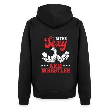 Arm Wrestling - I'm The Sexy Arm Wrestler - Unisex Premium Bio Zip Hoodie - Schwarz - Hinten - Nico (187cm)