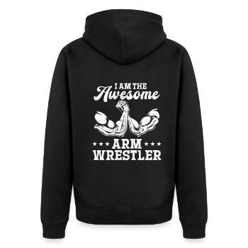 Arm Wrestler Arm Wrestling - I Am The Awesome Arm - Unisex Premium Bio Zip Hoodie - Schwarz - Hinten - Nico (187cm)