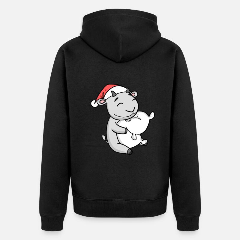 Chèvre Mignon Fatigué Noël - Veste à capuche bio Premium Unisexe - noir