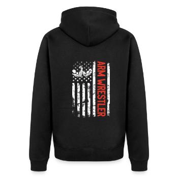 Arm Wrestler Arm Wrestle US Flag Arm Wrestling US - Unisex Premium Bio Zip Hoodie - Schwarz - Hinten - Nico (187cm)