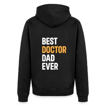 Best Doctor Dad Ever - Hospital Doctor Daddy - Unisex Premium Bio Zip Hoodie - Schwarz - Hinten - Nico (187cm)