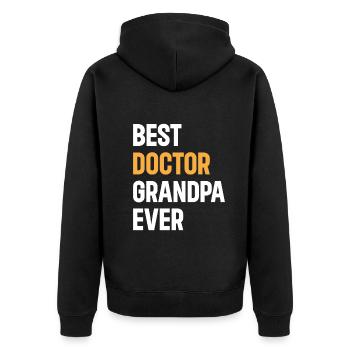 Best Doctor Grandpa Ever - Hospital Doctor Grandpa - Unisex Premium Bio Zip Hoodie - Schwarz - Hinten - Nico (187cm)