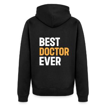 Best Doctor Ever - Emergency Doctor - Unisex Premium Bio Zip Hoodie - Schwarz - Hinten - Nico (187cm)