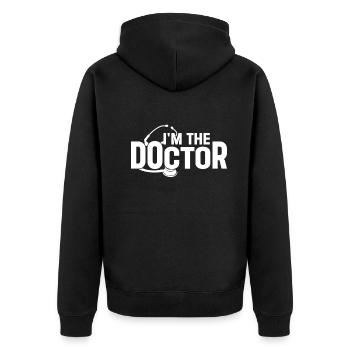 Docteur Stéthoscope - Je suis le docteur - Veste à capuche bio Premium Unisexe - noir - Dos - Nico (187cm)