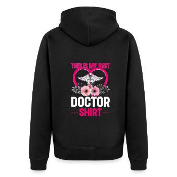 This Is My Best Doctor Shirt Doctor Hospital Docto - Unisex Premium Bio Zip Hoodie - Schwarz - Hinten - Nico (187cm)