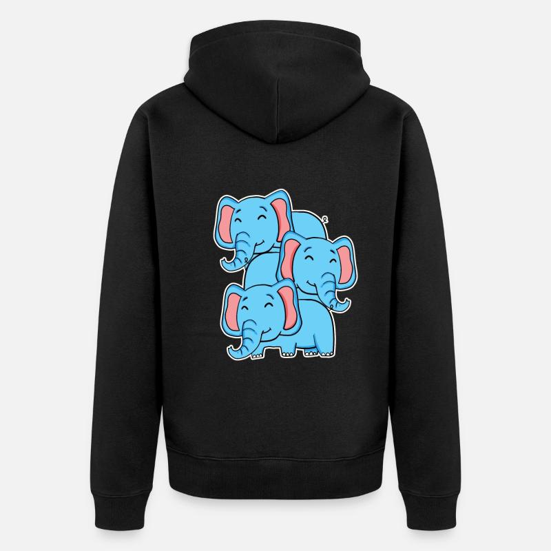 Éléphant mignon - Motif d’éléphant - Veste à capuche bio Premium Unisexe - noir