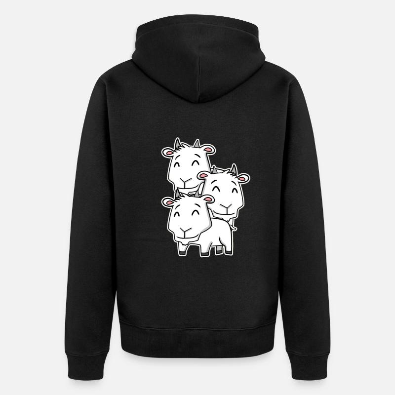 Motif de chèvre - Veste à capuche bio Premium Unisexe - noir