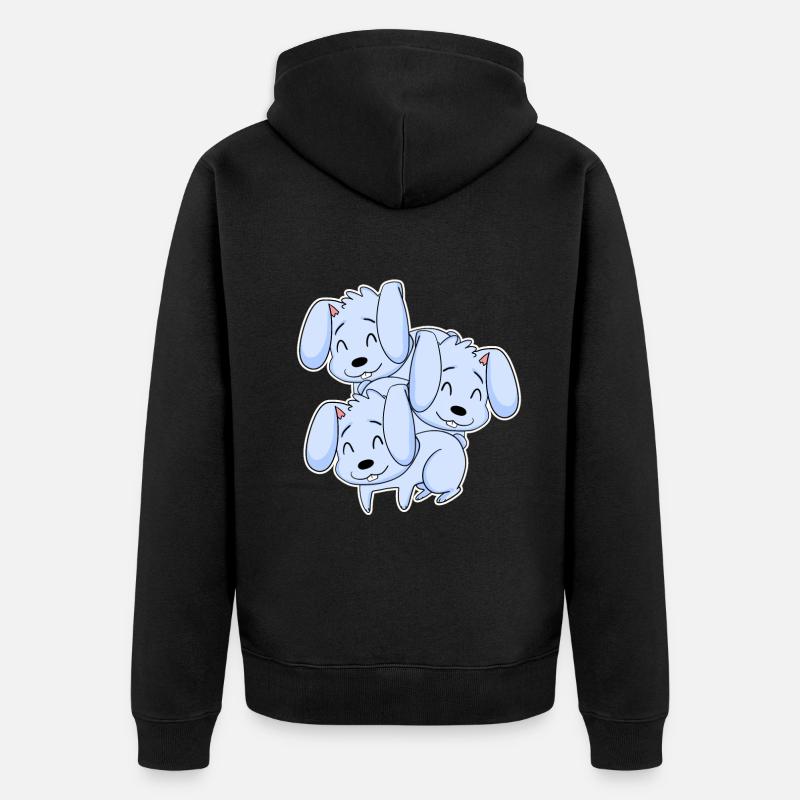 Motif de lapin - Veste à capuche bio Premium Unisexe - noir
