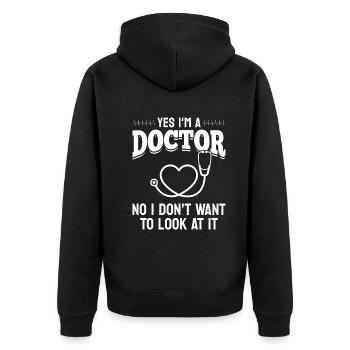 Funny Doctor Sayings Funny Doctor - Unisex Premium Organic Zip Hoodie - black - Back - Nico (187cm)