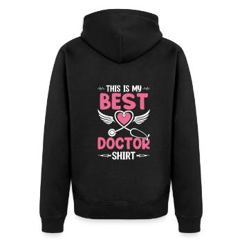This Is My Best Doctor Shirt - Hospital Doctor Lif - Unisex Premium Bio Zip Hoodie - Schwarz - Hinten - Nico (187cm)