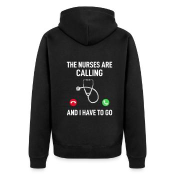 Les infirmières m’appellent et je dois y aller - Docteur Q - Veste à capuche bio Premium Unisexe - noir - Dos - Nico (187cm)