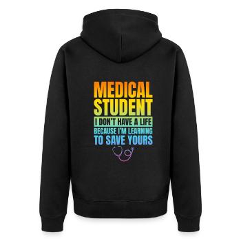 Médecin hospitalier Étudiant en médecine - Étudiant en médecine - Veste à capuche bio Premium Unisexe - noir - Dos - Nico (187cm)