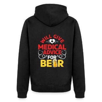 Funny Doctor - Donnera des conseils médicaux pour la bière - Veste à capuche bio Premium Unisexe - noir - Dos - Nico (187cm)