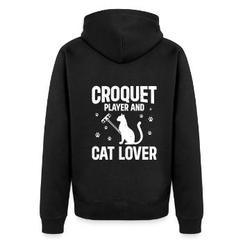 Joueur de croquet et amoureux des chats - Propriétaire de chat Croquet P - Veste à capuche bio Premium Unisexe - noir - Dos - Nico (187cm)