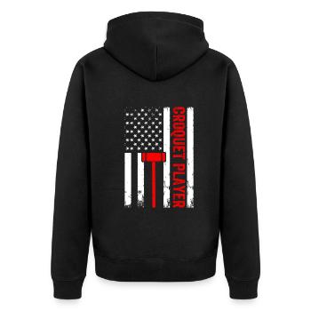 Croquet Player US Flag Croquet Player - Unisex Premium Bio Zip Hoodie - Schwarz - Hinten - Nico (187cm)
