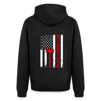 Sexy Croquet Player US Flag Croquet Player - Unisex Premium Organic Zip Hoodie - black - Back - Nico (187cm)