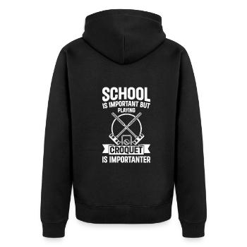 Playing Croquet Kids Croquet School Kids Croquet P - Unisex Premium Organic Zip Hoodie - black - Back - Nico (187cm)
