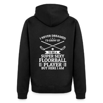 Unihockey Floorball - Joueur de floorball super sexy - Veste à capuche bio Premium Unisexe - noir - Dos - Nico (187cm)