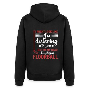Floorball Dire Joueur De Floorball Jouer Floorbal - Veste à capuche bio Premium Unisexe - noir - Dos - Nico (187cm)