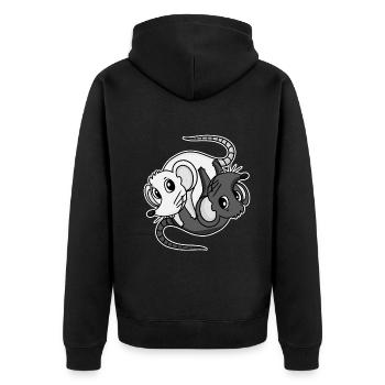 Yin Yang Mouse Mice - Unisex Premium Organic Zip Hoodie - black - Back - Nico (187cm)