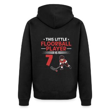 Kids Floorball Player 7th Birthday Floorball Playe - Unisex Premium Bio Zip Hoodie - Schwarz - Hinten - Nico (187cm)