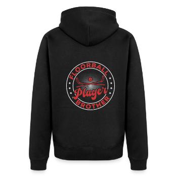 Floorball Player Brother Unihockey Floorball Broth - Unisex Premium Organic Zip Hoodie - black - Back - Nico (187cm)