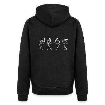 Funny Cricket Stick Figure Funny Cricketing Cricke - Unisex Premium Bio Zip Hoodie - Schwarz - Hinten - Nico (187cm)