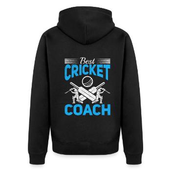 Cricketing Cricket - Best Cricket Coach - Unisex Premium Organic Zip Hoodie - black - Back - Nico (187cm)