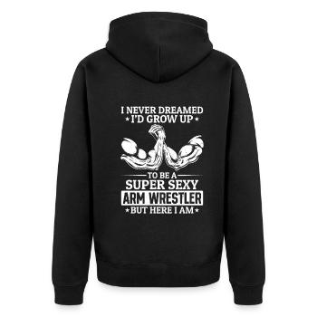 Armwrestling Arm Wrestler - Bras de fer Super Sexy - Veste à capuche bio Premium Unisexe - noir - Dos - Nico (187cm)