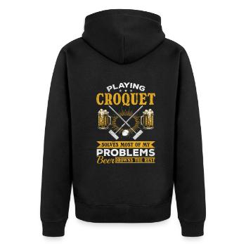 Funny Croquet Quotes Croquet Player Croquet Game - Unisex Premium Organic Zip Hoodie - black - Back - Nico (187cm)