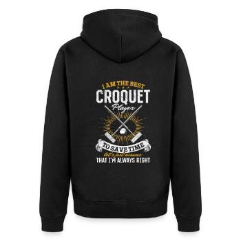 Croquet Player Croquet Game I am the best Croquet - Unisex Premium Bio Zip Hoodie - Schwarz - Hinten - Nico (187cm)