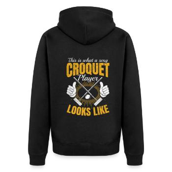 Croquet Game - sexy Croquet player - Unisex Premium Organic Zip Hoodie - black - Back - Nico (187cm)