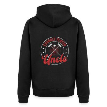 Croquet Game Croquet Uncle - Croquet Player Uncle - Unisex Premium Bio Zip Hoodie - Schwarz - Hinten - Nico (187cm)