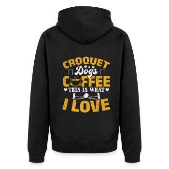 Croquet Dogs Coffee This Is What I Love - Dog Love - Unisex Premium Bio Zip Hoodie - Schwarz - Hinten - Nico (187cm)