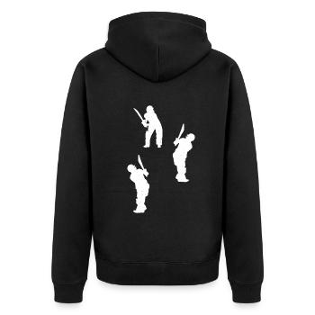 Cricket Silhouette Cricket Player Silhouettes Cric - Unisex Premium Bio Zip Hoodie - Schwarz - Hinten - Nico (187cm)