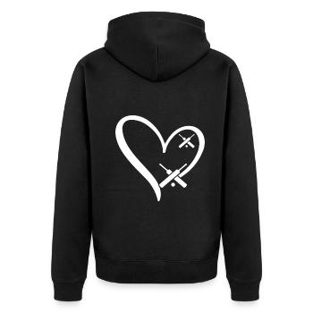 Cricket Heart Cricketing Cricket Player Cricket He - Unisex Premium Bio Zip Hoodie - Schwarz - Hinten - Nico (187cm)