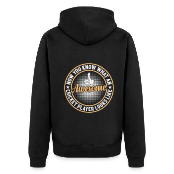 Cricketing Cricket Sport - Awesome Cricket Player - Unisex Premium Bio Zip Hoodie - Schwarz - Hinten - Nico (187cm)