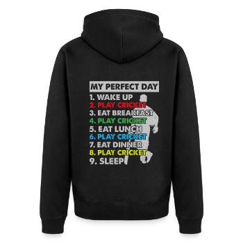 Cricket Player Cricketing Cricket Day Plan - Unisex Premium Organic Zip Hoodie - black - Back - Nico (187cm)