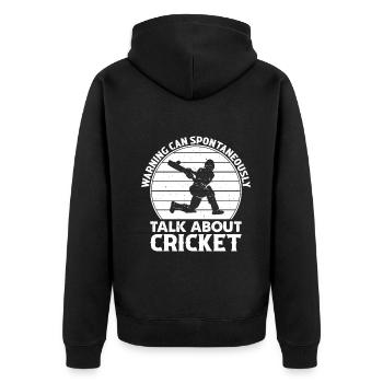 Life Is A Game Cricket Is Serious - Cricket Player - Unisex Premium Bio Zip Hoodie - Schwarz - Hinten - Nico (187cm)