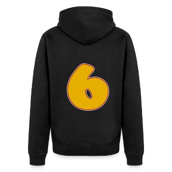 6 - Unisex Premium Bio Zip Hoodie - Schwarz - Hinten - Nico (187cm)
