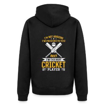 Cricket Sport Cricketing - I'm the best Cricket pl - Unisex Premium Bio Zip Hoodie - Schwarz - Hinten - Nico (187cm)