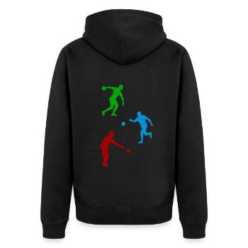 Boccia Silhouettes Joueur de pétanque Silhouettes - Veste à capuche bio Premium Unisexe - noir - Dos - Nico (187cm)