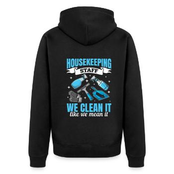 House Cleaning Housekeeper - Housekeeping Staff - Unisex Premium Organic Zip Hoodie - black - Back - Nico (187cm)