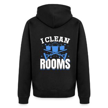 I Clean Rooms - Housekeeper House Cleaner House Cl - Unisex Premium Bio Zip Hoodie - Schwarz - Hinten - Nico (187cm)