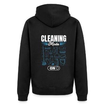 Cleaning Mode On - Janitor Housekeeper House Clean - Unisex Premium Organic Zip Hoodie - black - Back - Nico (187cm)